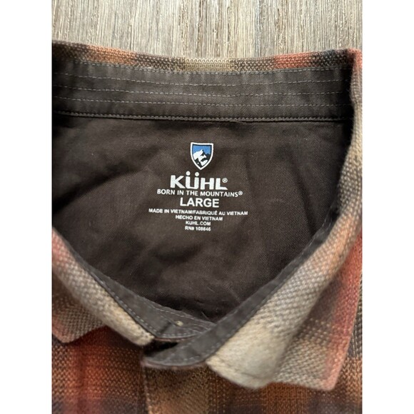 Kuhl Shirt Men's L Brown Plaid The Law Long Sleeve Flannel Outdoor Hiking Grunge - Picture 2 of 10